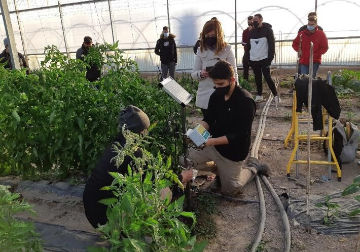 Students from Cifea de Torre Pacheco carry out practices of installation of fertigation devices in the Mar Menor